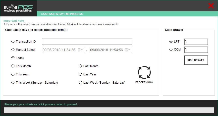 Cash Sales End Day Process